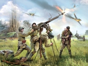 Zvezda 3609 SOVIET DSHK MACHINEGUN WITH CREW WWII