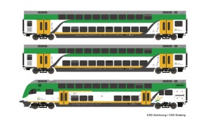 ROCO 74160 Zestaw 3 wagony piętrowe PKP Koleje Mazowieckie Ep.VI