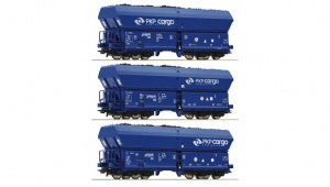 ROCO 76046 Zestaw 3 wagony samowyładowcze FALNS PKP Cargo Ep.VI modele z ładunkiem węgla