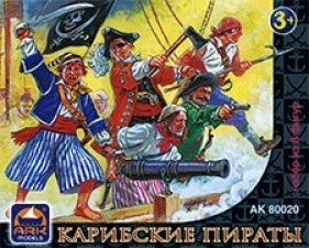 ARK MODELS AK 80020 Caribbean pirates, set of 8 figures (6.5 cm)
