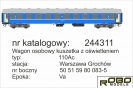 ROBO 244311 Wagon kuszetka 110Ac PKP Ep.Va St. Warszawa Grochów zo oświetleniem LED