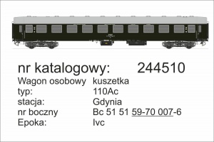 ROBO 244510 Wagon osobowy kuszetka 2kl. PKP Ep.IVc St. Gdynia
