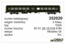 ROBO 352021 Wagon osobowy 2kl. typ 102A PKP Ep.IVc ryflak z oświetleniem LED