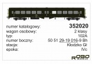 ROBO 352020 Wagon osobowy 2kl. typ 102A PKP Ep.IVc ryflak Kłodzko